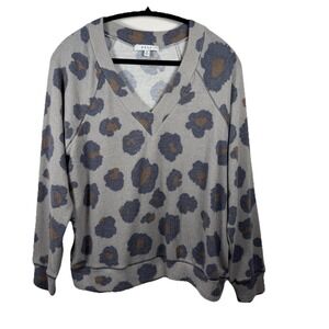 Grayson Threads Leopard Sweatshirt Med Womens Gray Cozy Lounge Pullover Gray